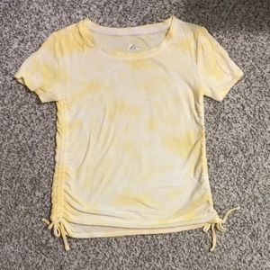 white and yellow tie dye lace shirt